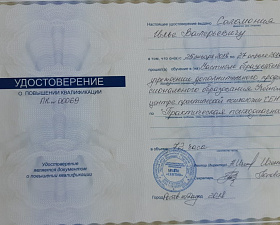 Соломония Илья Валерьевич удостоверение повышения квалификации